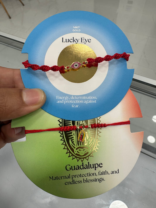 Pulseras rojos de 14k